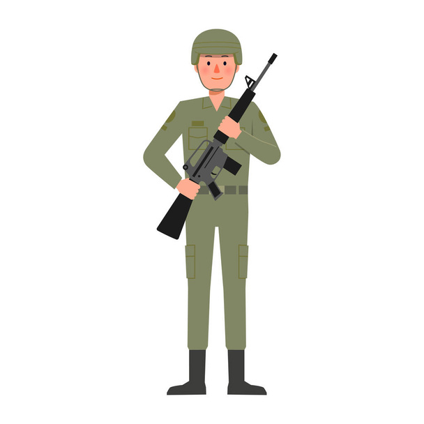 vector illustration of job character_soldier - Vector, Imagen