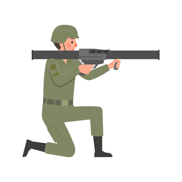 vector illustration of job character_soldier - Vektor, obrázek