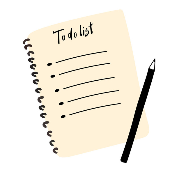To do list notebook illustration with pen isolated on white background. - Vektör, Görsel