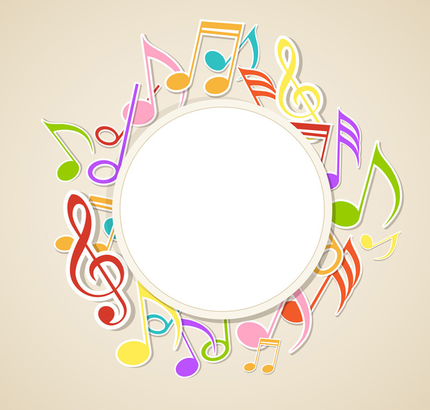 Round banner with notes - Vector, imagen