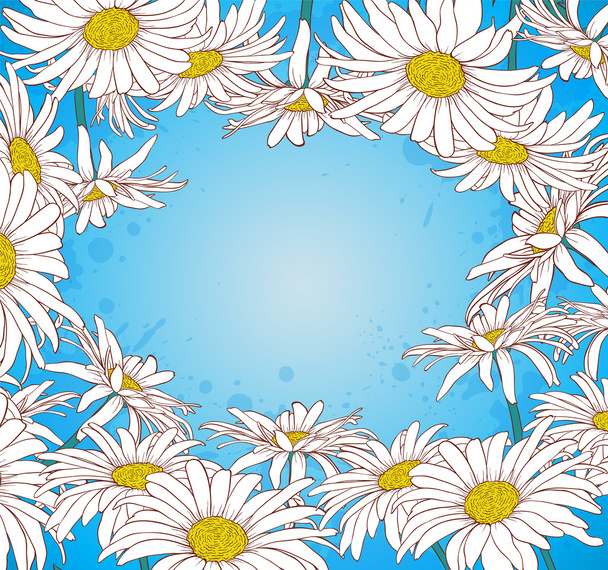 Chamomile on a blue background - Вектор, зображення