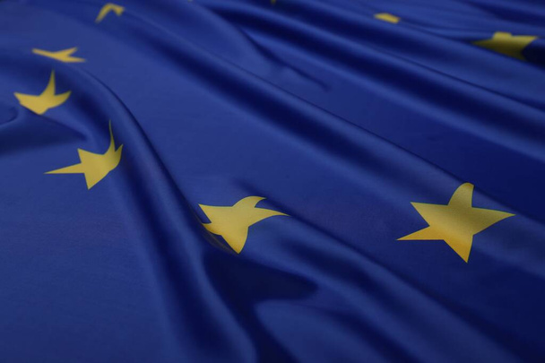 Flag of European Union as background, closeup view - Foto, Imagen
