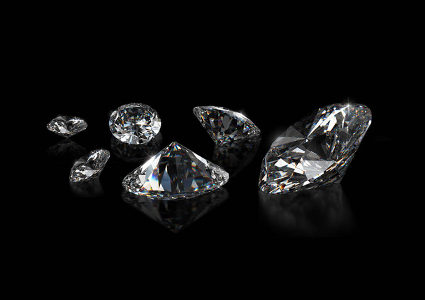 Luxury diamonds on black background. 3d render - Fotoğraf, Görsel