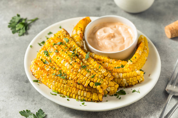 Homemade Spicy Corn Ribs with Mayo Dip - Фото, зображення