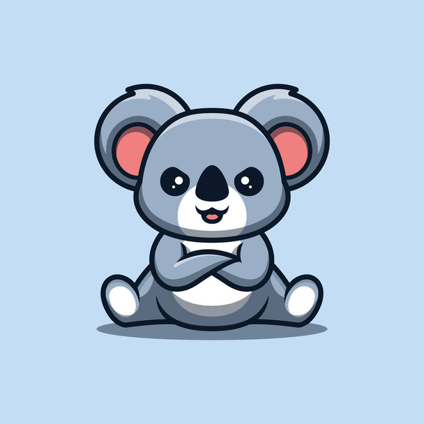 Koala Sitting Angry Cute Creative Kawaii Cartoon Mascot Logo - Вектор, зображення