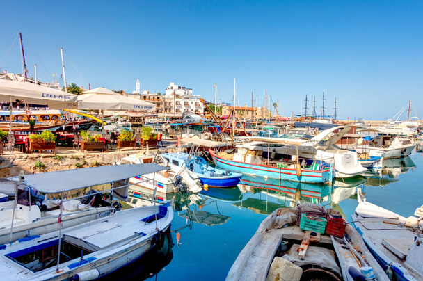 Kyrenia, Cyprus - October 2019 : Old harbour in sunny weather - Foto, Imagen