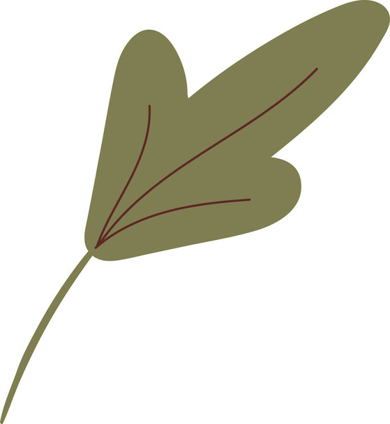 Simple autumn leaf in green color. Autumn design element. Vector illustration - Vetor, Imagem