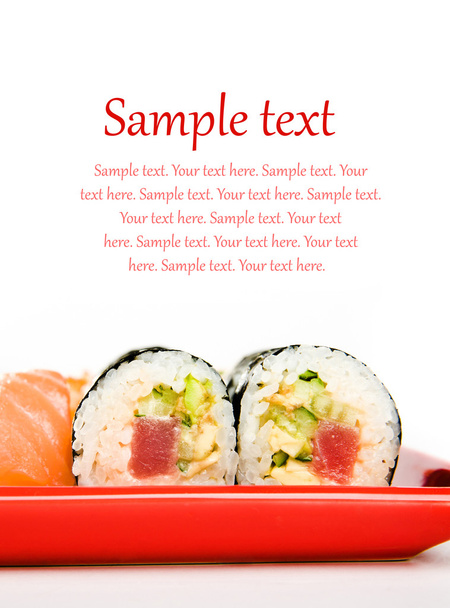 Sushi with Sample text - Zdjęcie, obraz