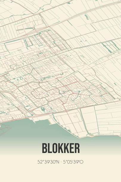 Retro Dutch city map of Blokker located in Noord-Holland. Vintage street map. - Foto, afbeelding