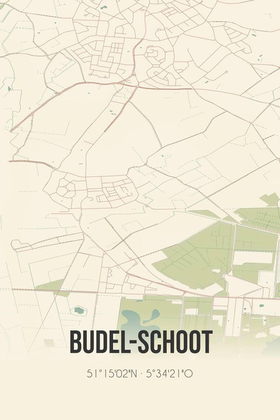 Retro Dutch city map of Budel-Schoot located in Noord-Brabant. Vintage street map. - Foto, Imagem