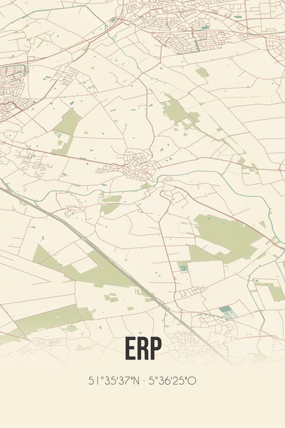 Retro Dutch city map of Erp located in Noord-Brabant. Vintage street map. - Foto, Imagem