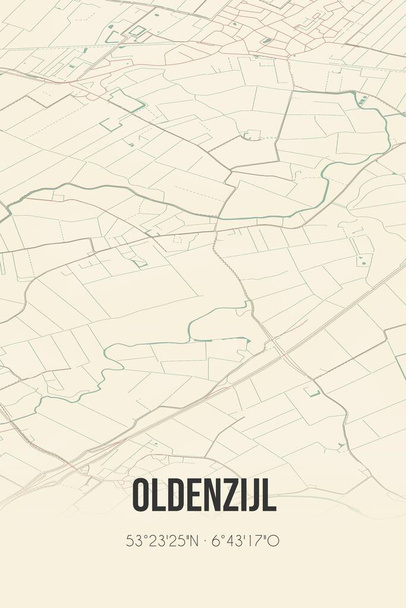 Retro Dutch city map of Oldenzijl located in Groningen. Vintage street map. - Fotó, kép