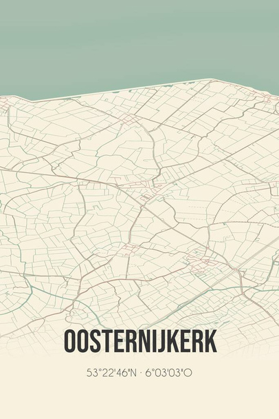 Retro Dutch city map of Oosternijkerk located in Fryslan. Vintage street map. - Fotó, kép