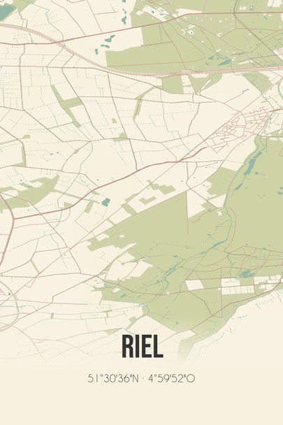 Retro Dutch city map of Riel located in Noord-Brabant. Vintage street map. - Fotó, kép