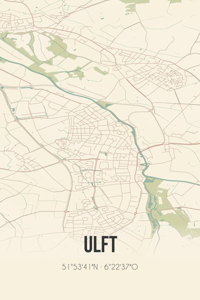 Retro Dutch city map of Ulft located in Gelderland. Vintage street map. - Foto, Imagem