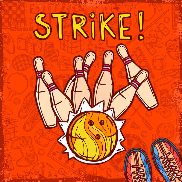 Bowling sketch background - Vector, Image