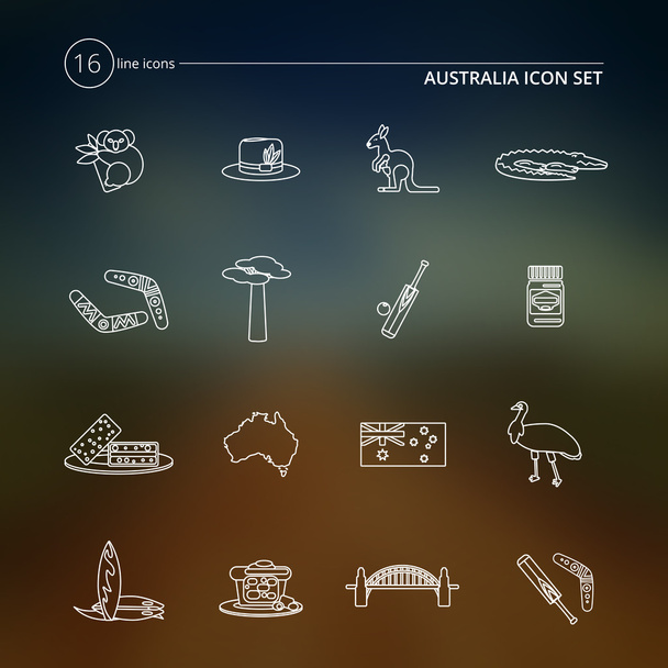 Australië pictogrammen stellen overzichtscode - Vector, afbeelding