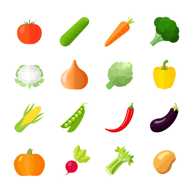 Овочі іконки плоскі
 - Вектор, зображення