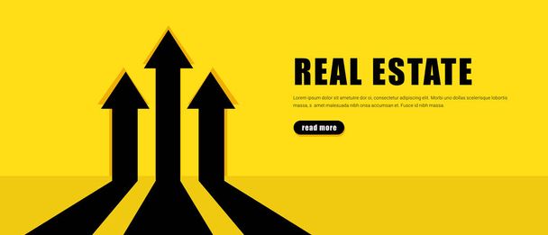 Banner inmobiliario, fondo amarillo de negocios - Vector, imagen