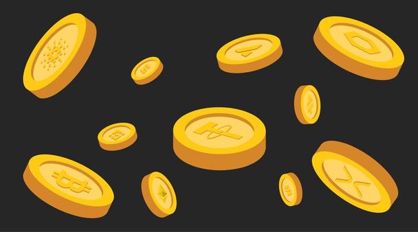 moedas de ouro. criptomoeda para web design - Vetor, Imagem