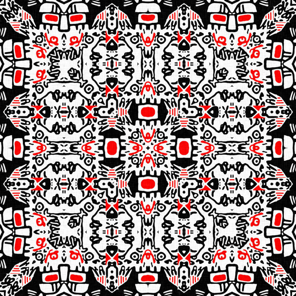Red black seamless arabesque mosaic bandana pattern. Modern masculine neckerchief geometric scarf print, Abstract graphic fashion and wallpaper art tile - Photo, Image
