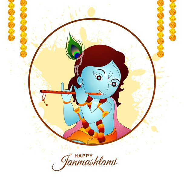 Shree krishna janmashtami festival holiday card background - Vector, Image