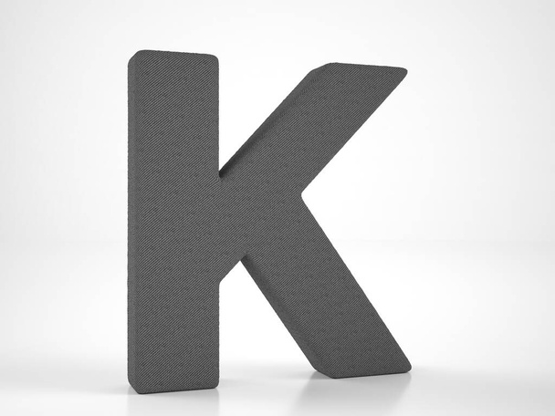 Knitted letter K on a white background. 3d illustration. - Фото, изображение