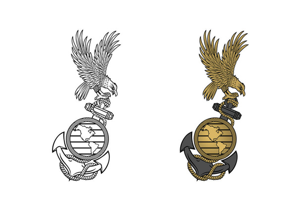 United States Marine Corps Eagle Globe and Anchor ega design illustration vector eps format, suitable for your design needs, logo, illustration, animation, etc. - Vektor, obrázek