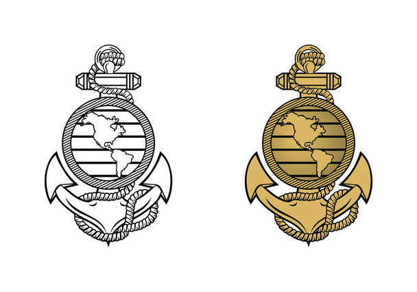 United States Marine Corps Eagle Globe and Anchor ega design illustration vector eps format, suitable for your design needs, logo, illustration, animation, etc. - Вектор,изображение