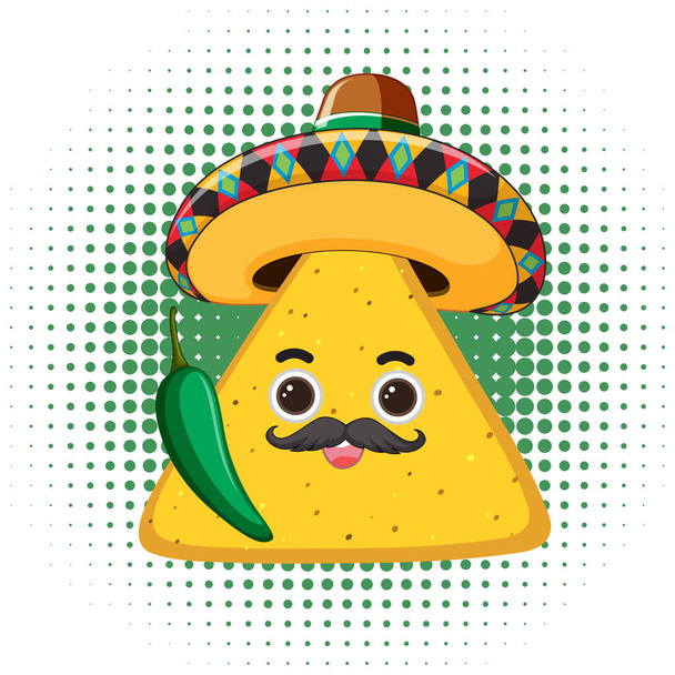 Nochos Mexican food cartoon character illustration - ベクター画像