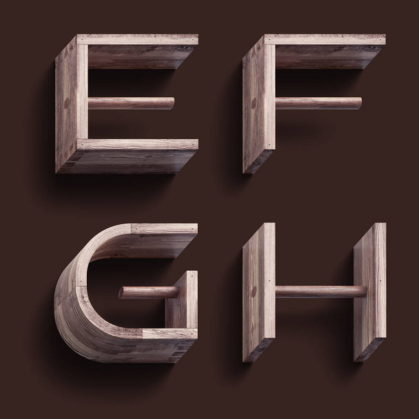 3d rendering of vintage wooden font. - Foto, imagen