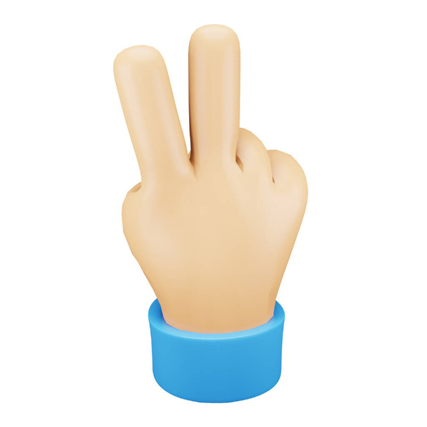 Victory hand gesture emoji 3d rendering isometric icon. - Διάνυσμα, εικόνα