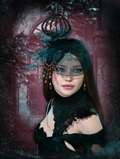 Portrait of a dark romantic Lady, 3d CG - Photo, Image