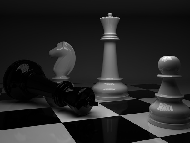 Schach. Schachmatt Weiß besiegt schwarzen König. - Foto, Bild