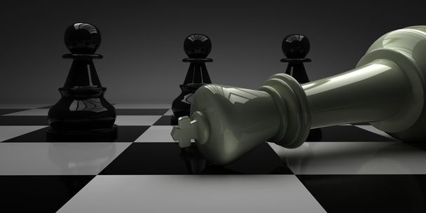Σκάκι βασιλιάς έπεσε μπροστά από πιόνια - Φωτογραφία, εικόνα
