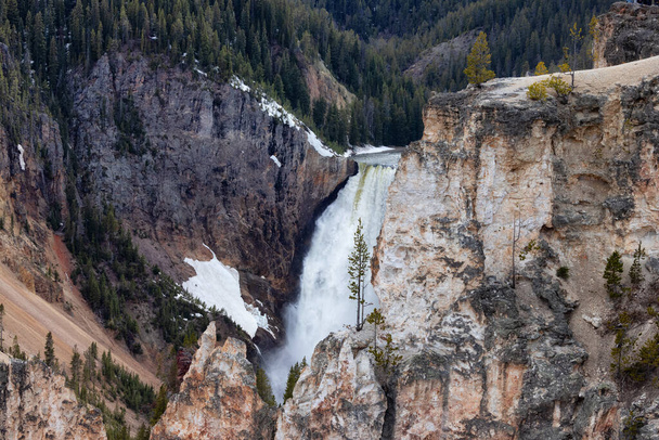 Rocky Canyon and River in American Landscape. Grand Canyon of The Yellowstone. Yellowstone National Park. United States. Nature Background. - Foto, Imagen