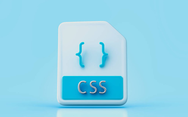 CSS document file sign 3d render concept for programmer contain create web developer - Foto, afbeelding