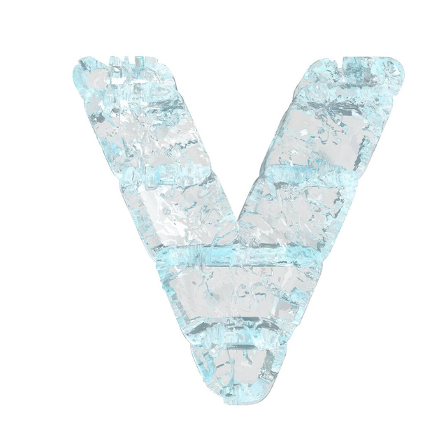 Symbols made of ice. 3d letter v - Vektor, Bild