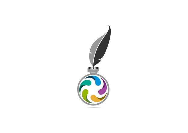 Küresel mürekkep logo simge tasarlamak vektör - Vektör, Görsel