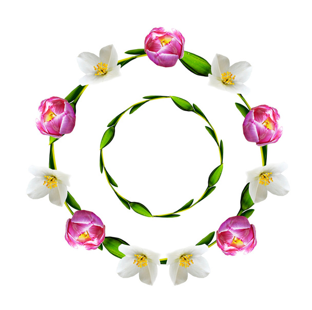 kör keret virágokkal - Fotó, kép