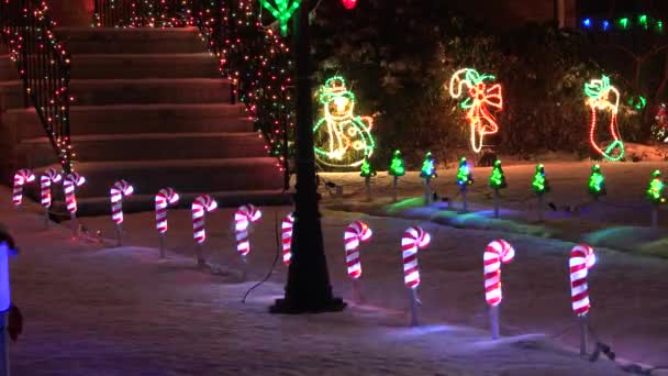 Gehweg Weihnachtsbeleuchtung Dekoration - Filmmaterial, Video