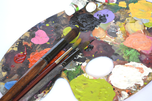 Sanat, palet ve boya fırçası - Fotoğraf, Görsel
