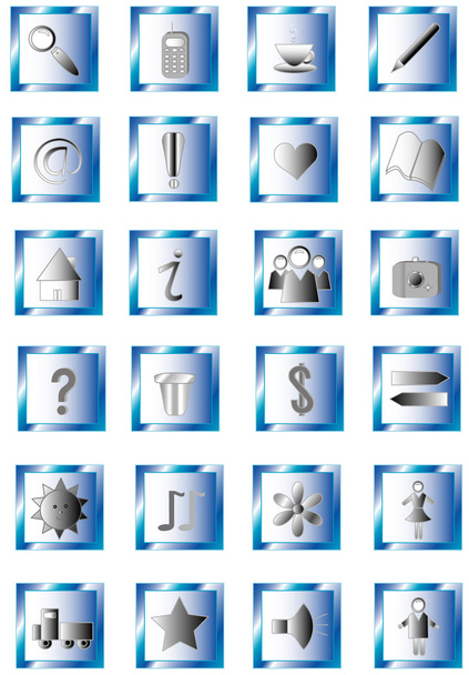 Blue set symbols, objects hand-drawing - Vecteur, image