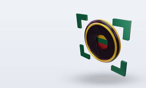 3d shutter camera Lithuania flag rendering right view - Fotó, kép
