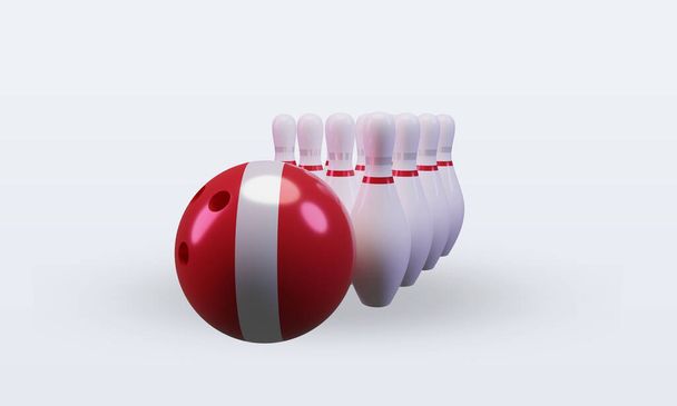 3d bowling day Peru flag rendering front view - Foto, Imagen