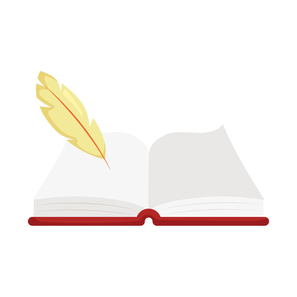 book and feather icon on white background - Vector, Image