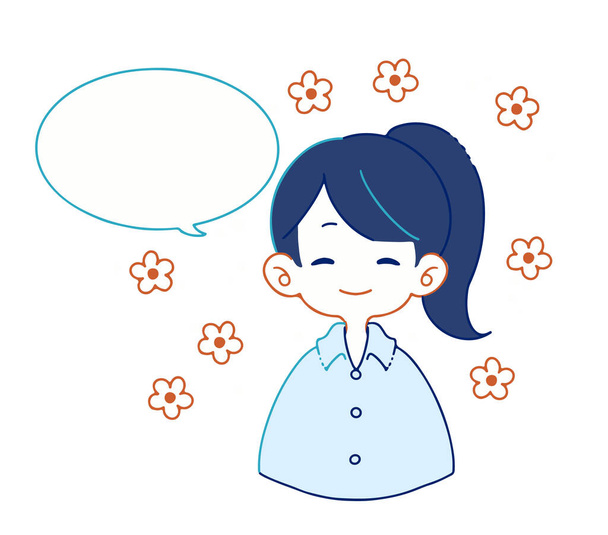 Illustration of a girl in a shirt saying something with a cheerful face. - Vetor, Imagem