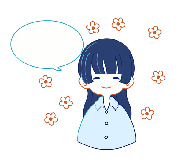 Illustration of a girl in a shirt saying something with a cheerful face. - ベクター画像