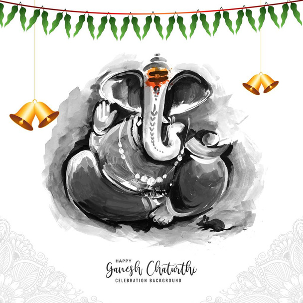 Beautiful lord ganesha watercolor for ganesh chaturthi card background - Vector, imagen