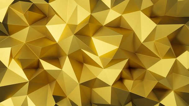 3D Gold Polygon Abstract Polygonal Geometric Triangle Background. - Φωτογραφία, εικόνα